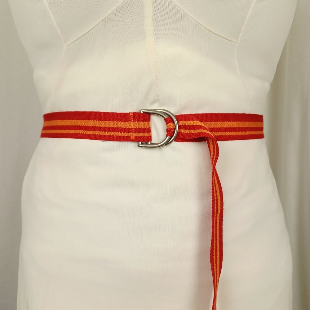 Vintage Striped D-Ring Belt, 40”+